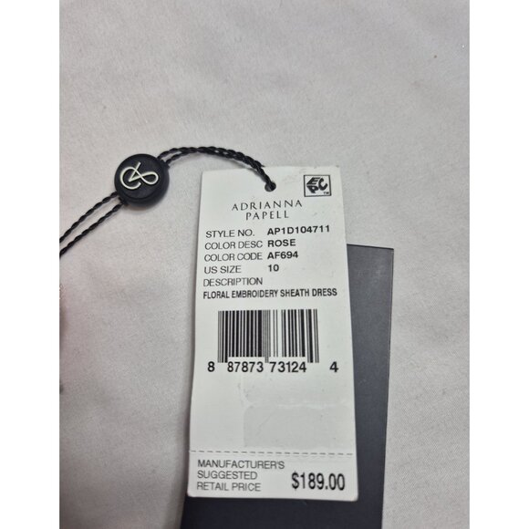 Adrianna Papell Women's Dress Size 10 V-Neck Bell Sleeves Embroidered Pink (63) - Picture 15 of 15